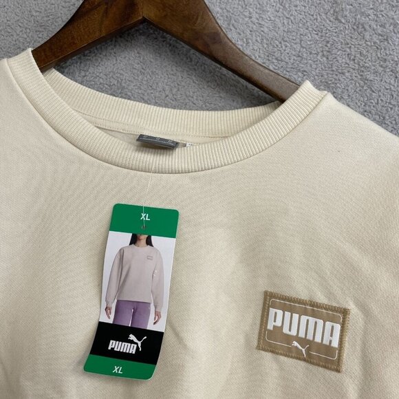 NEW Puma Women's XL Cream Crewneck Sweatshirt Cotton Blend - Picture 8 of 9